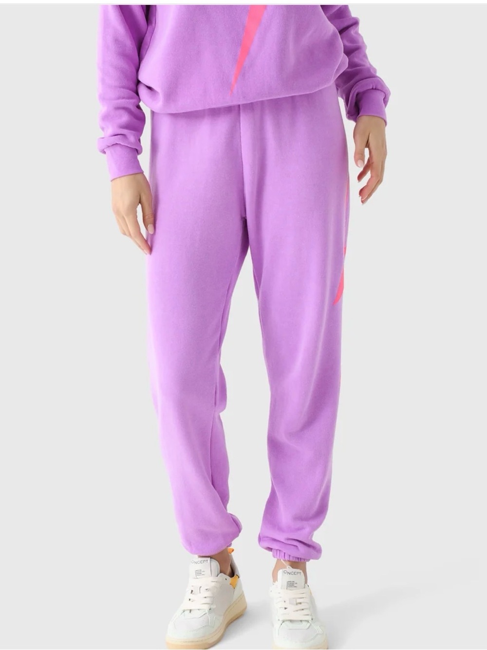 63. Aviator Nation Lavender Track Joggers with lightening Accent